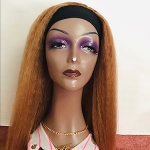 Golden Brown Headband Synthetic Wig Full Machine Made 22-inch